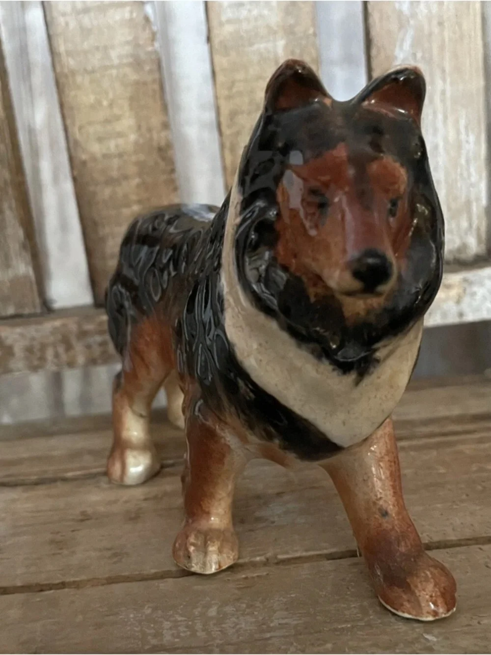Collie figurine puppy dog Lassie sculpture vtg porcelain antique 1940 Japan